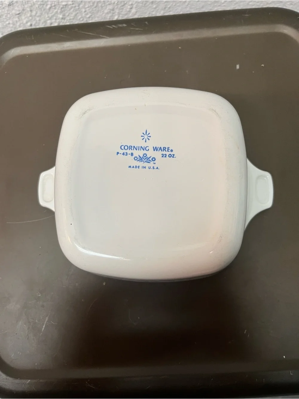 Corningware White Casserole with Blue Floral Design